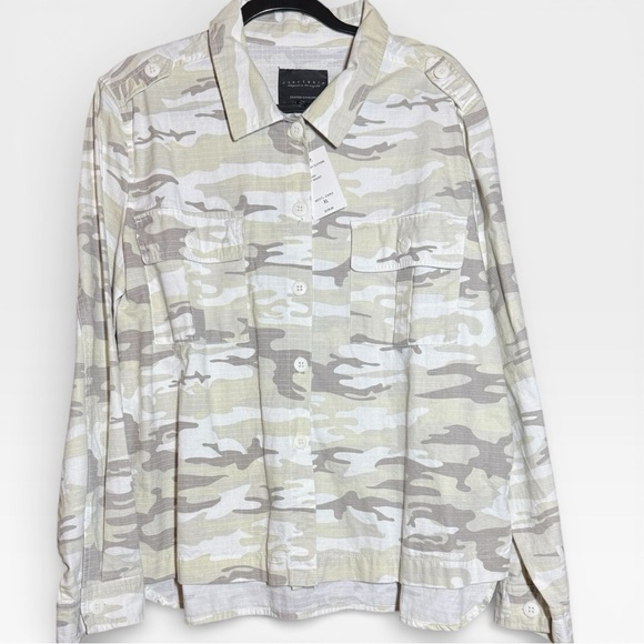 Sanctuary Jackets & Blazers - Sanctuary Cream/Tan/White Camo Button Up Utility Jacket